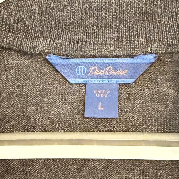 🖤 David Donahue Men’s Charcoal Gray 1/4 Zip Sweater (Size L) - Picture 3 of 5